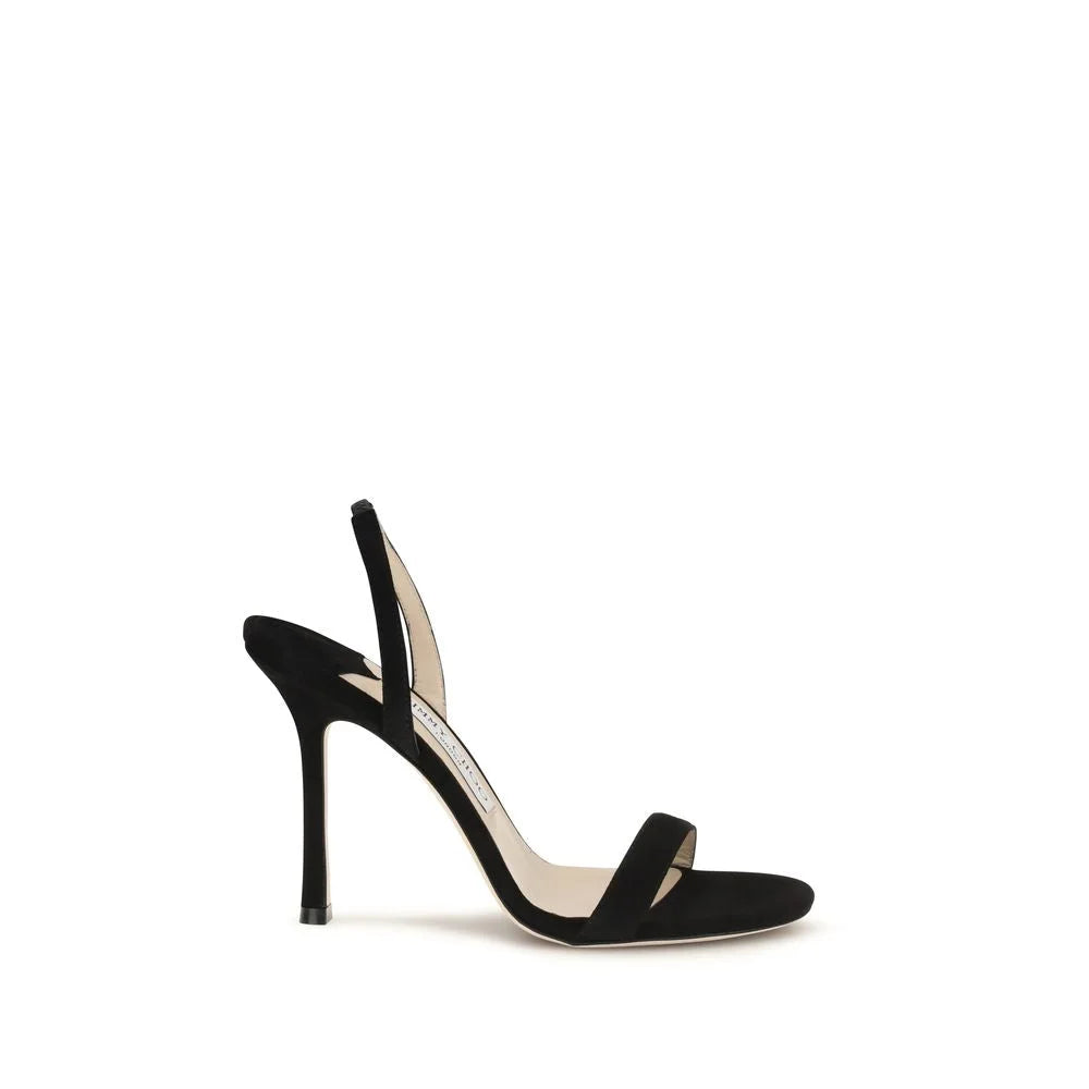 Jimmy Choo Black Calf Leather Bos Taurus Stiletto Heel Sandals