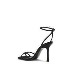 Jimmy Choo Black Calf Leather Bos Taurus Stiletto Heel Sandals