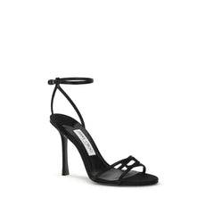 Jimmy Choo Black Calf Leather Bos Taurus Stiletto Heel Sandals