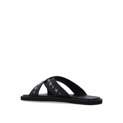 Jimmy Choo Black Calfskin Flat Sandals - EU41/US8