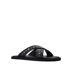 Jimmy Choo Black Calfskin Flat Sandals - EU41/US8