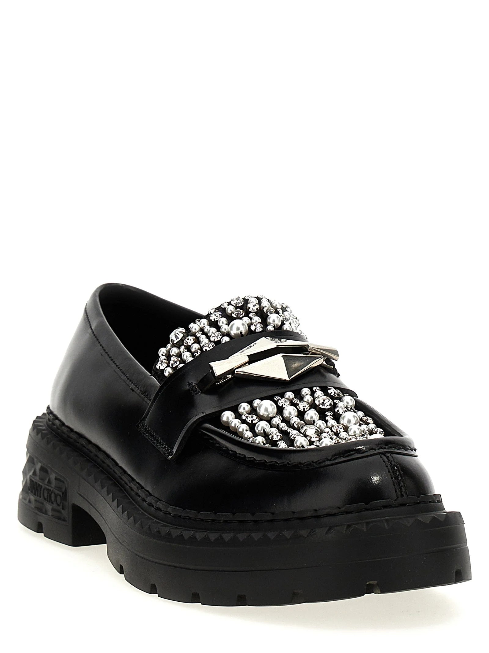 Jimmy Choo Black Calfskin Slip-On Loafers