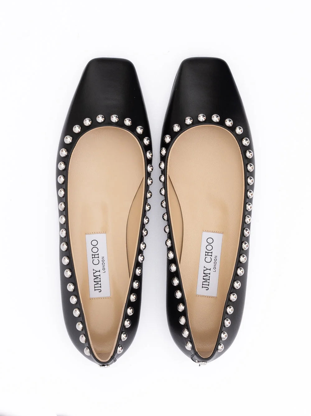 Jimmy Choo Bailarinas Mirele de cuero negro con tachuelas abovedadas