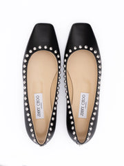 Jimmy Choo Bailarinas Mirele de cuero negro con tachuelas abovedadas