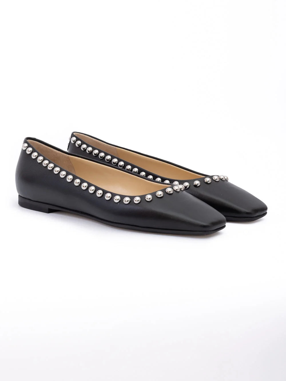 Jimmy Choo Bailarinas Mirele de cuero negro con tachuelas abovedadas