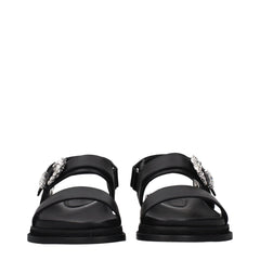 Jimmy Choo Black Leather Flat Sandals