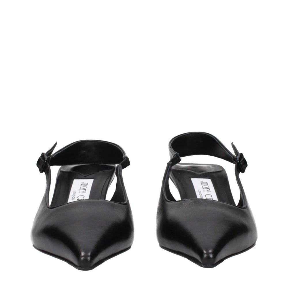 Jimmy Choo Black Leather Flat Sandals