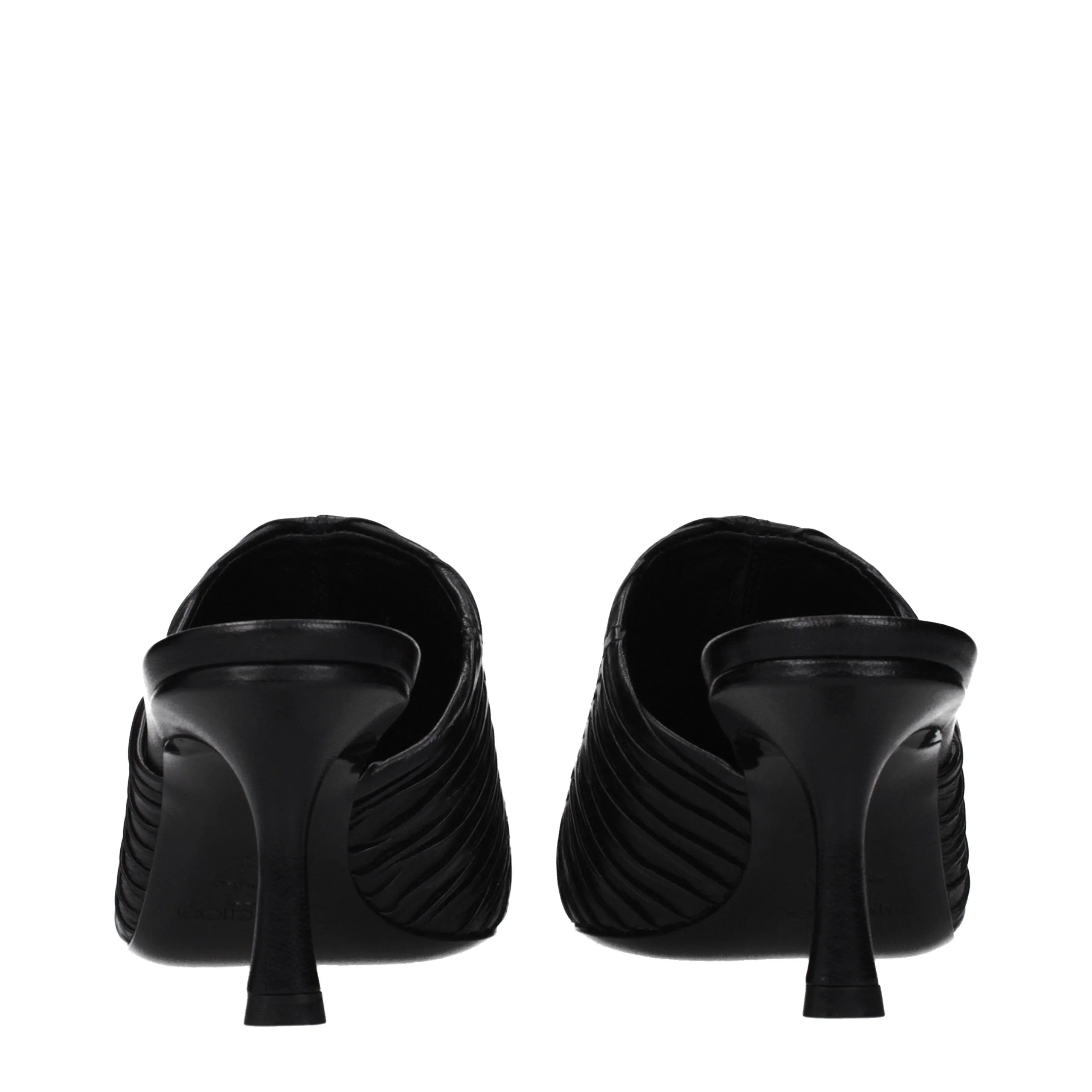 Jimmy Choo Black Leather Mid Heel Pumps