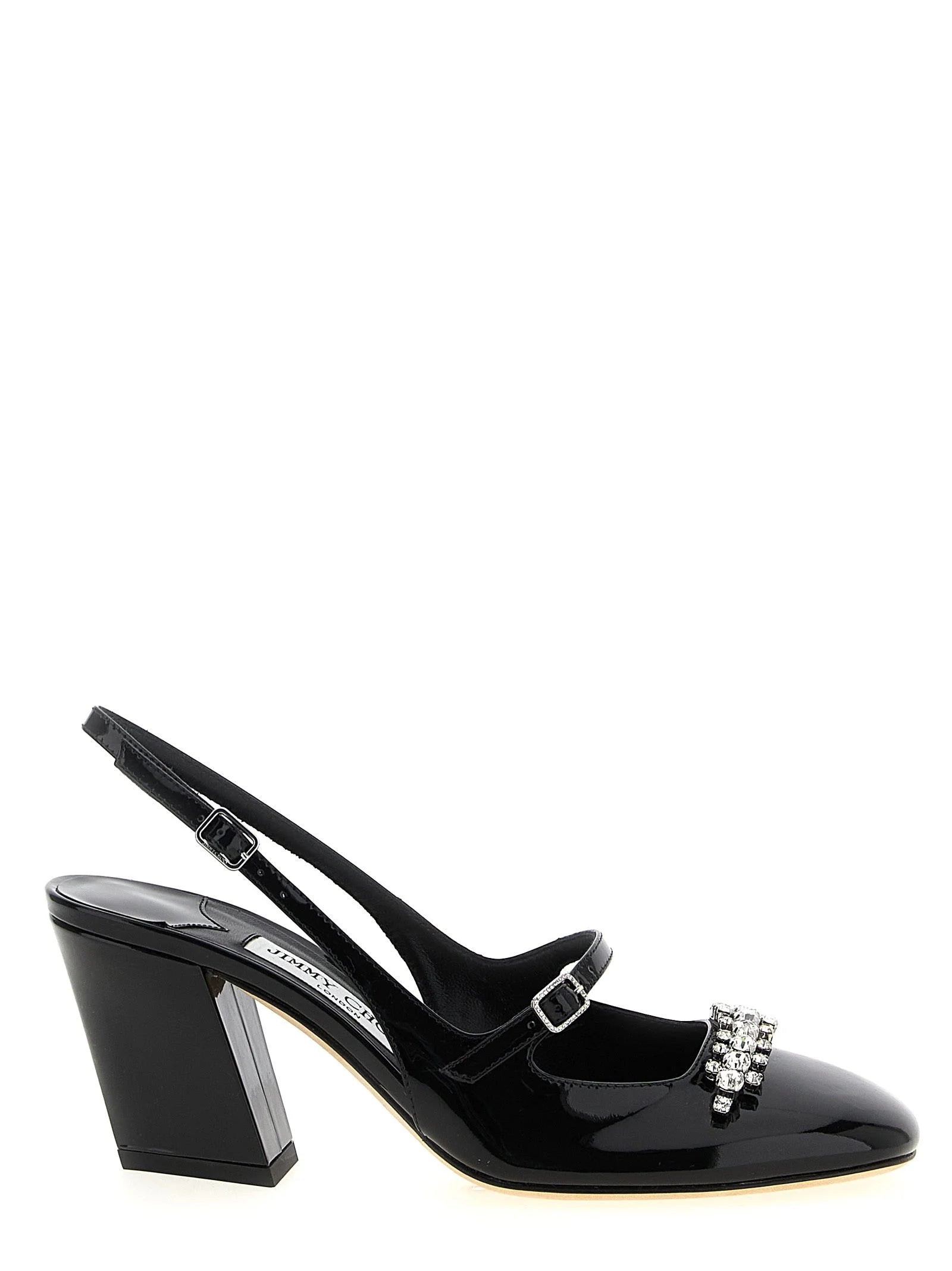 Jimmy Choo Black Leather Mid Heel Pumps
