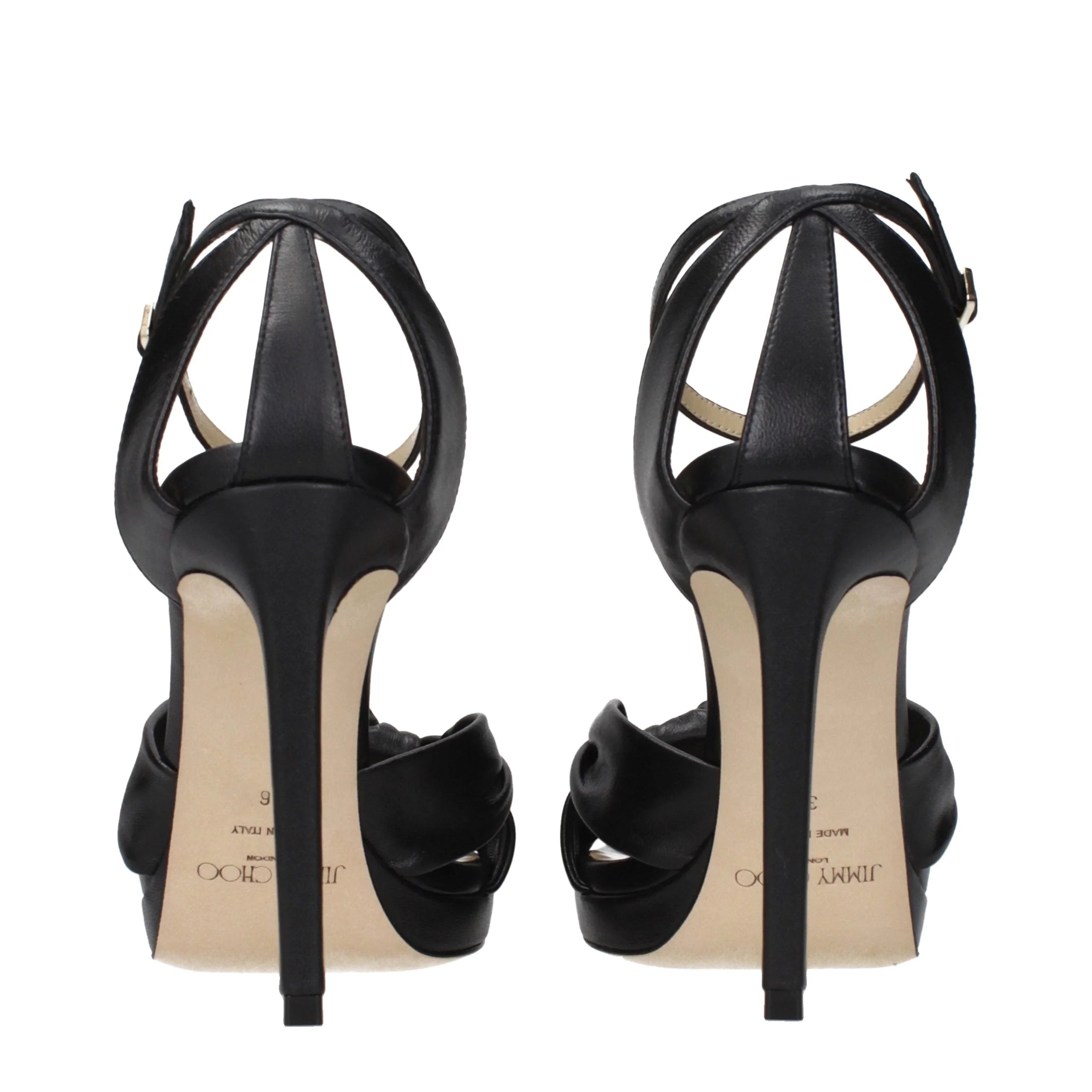 Jimmy Choo Black Leather Platform Sandals