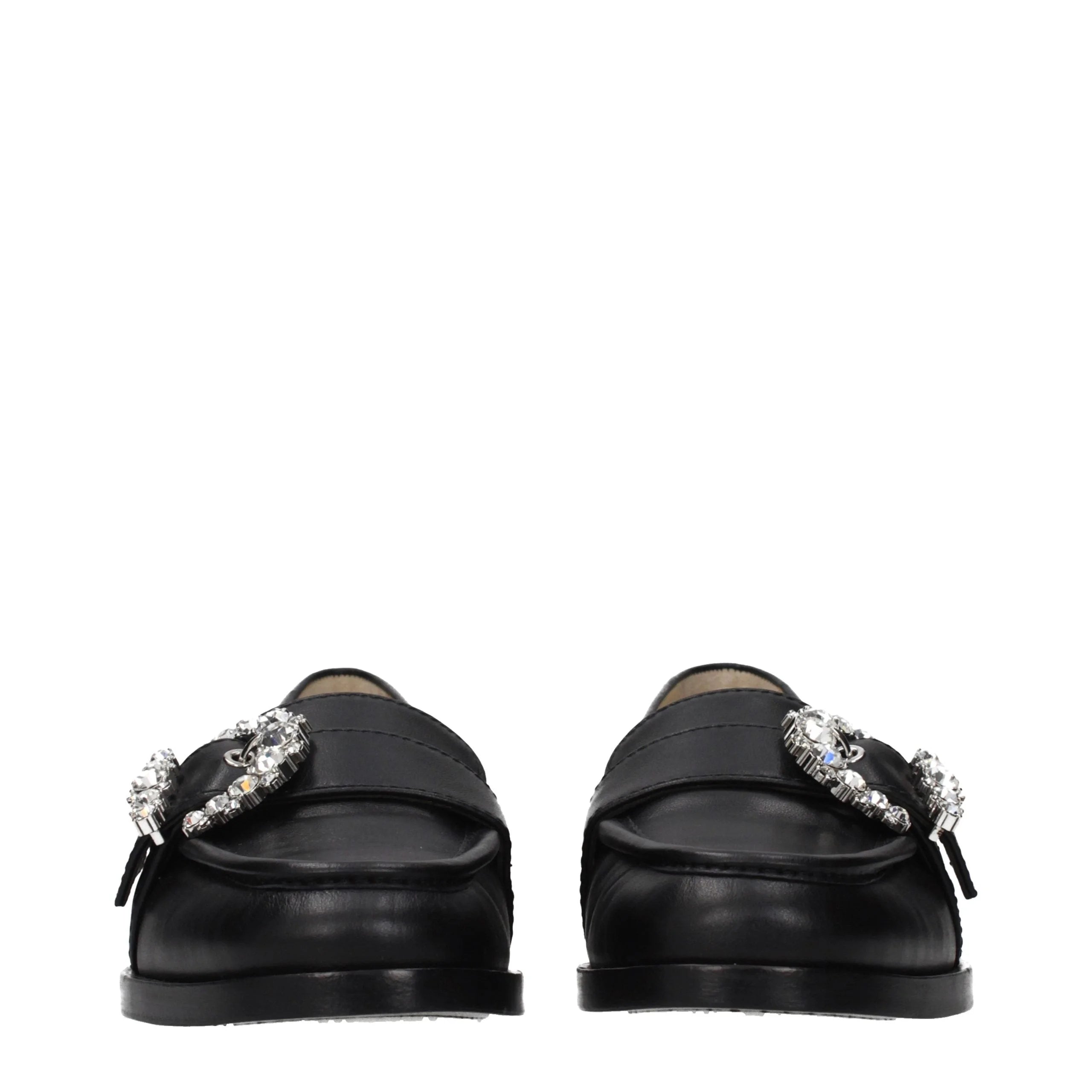 Jimmy Choo Black Leather Slip-On Loafers