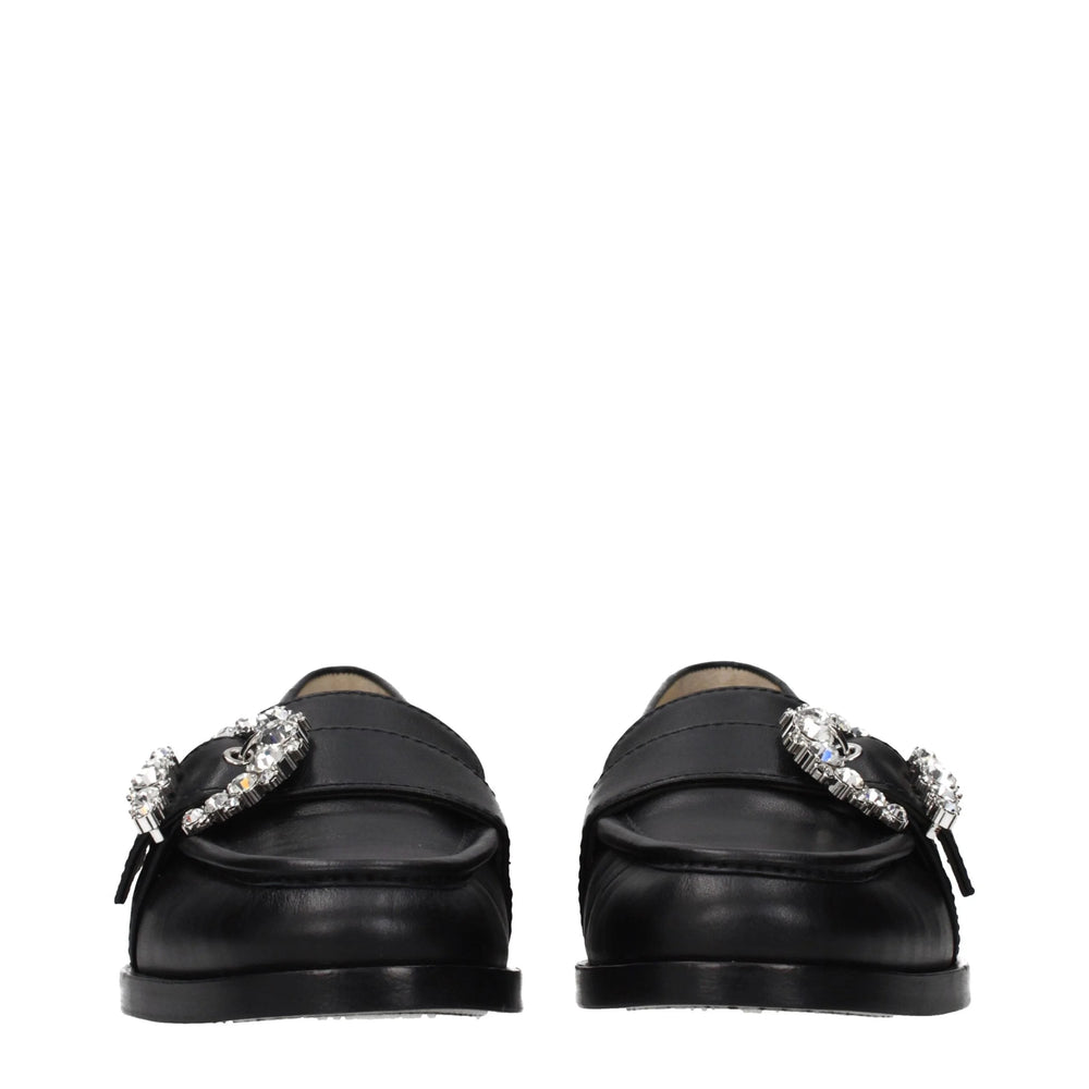 Jimmy Choo Black Leather Slip-On Loafers