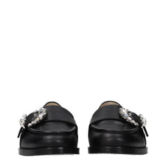 Jimmy Choo Black Leather Slip-On Loafers