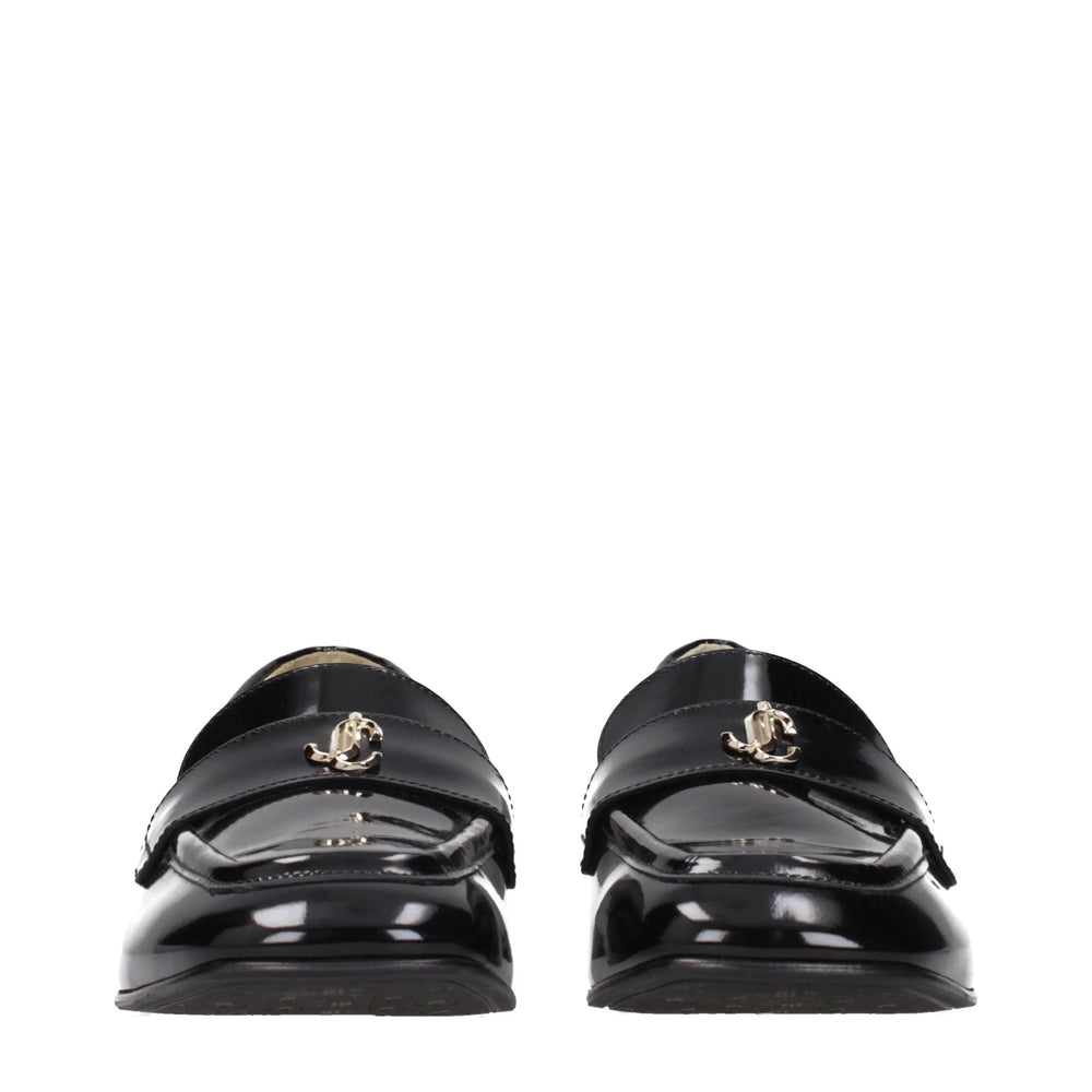 Jimmy Choo Black Leather Slip-On Loafers