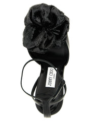 Jimmy Choo Black Leather Stiletto Heel Sandals