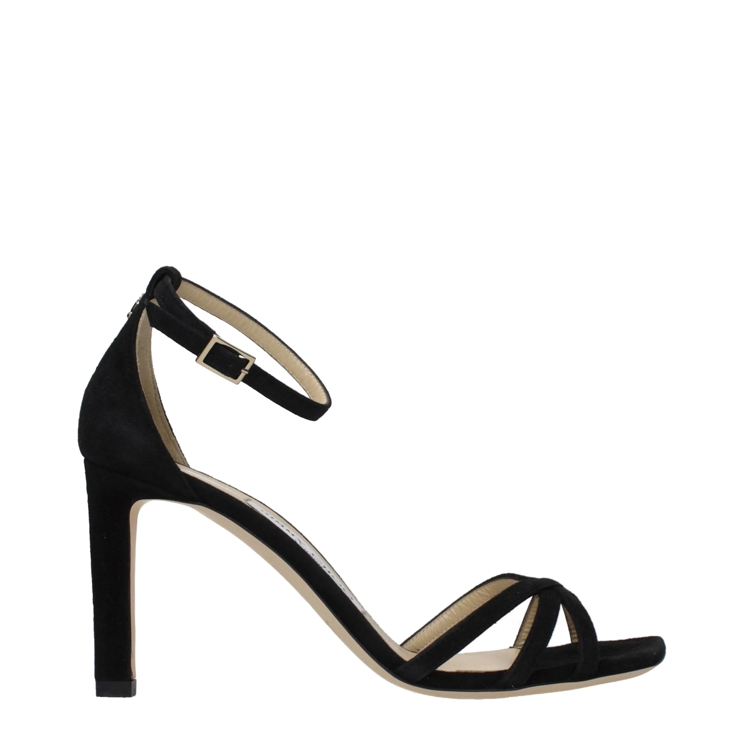 Jimmy Choo Black Leather Stiletto Heel Sandals