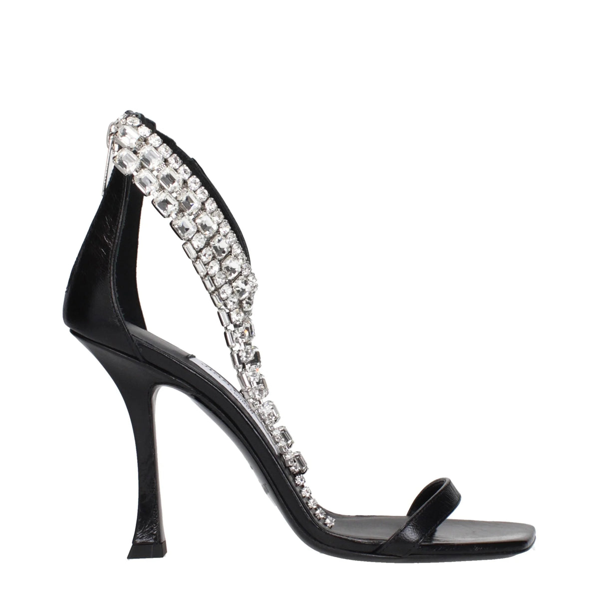 Jimmy Choo Black Leather Stiletto Heels Sandals - EU37.5/US7.5