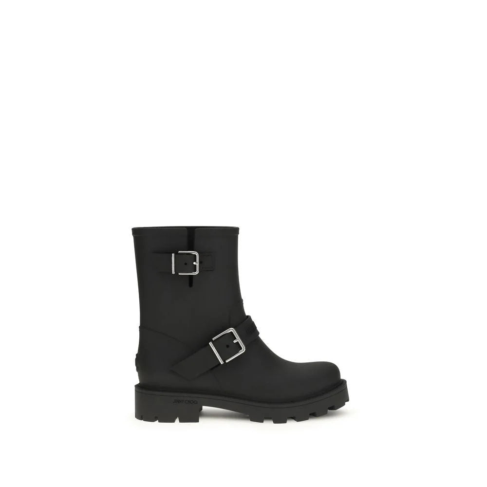 Jimmy Choo Black Polyurethane Rain Boots