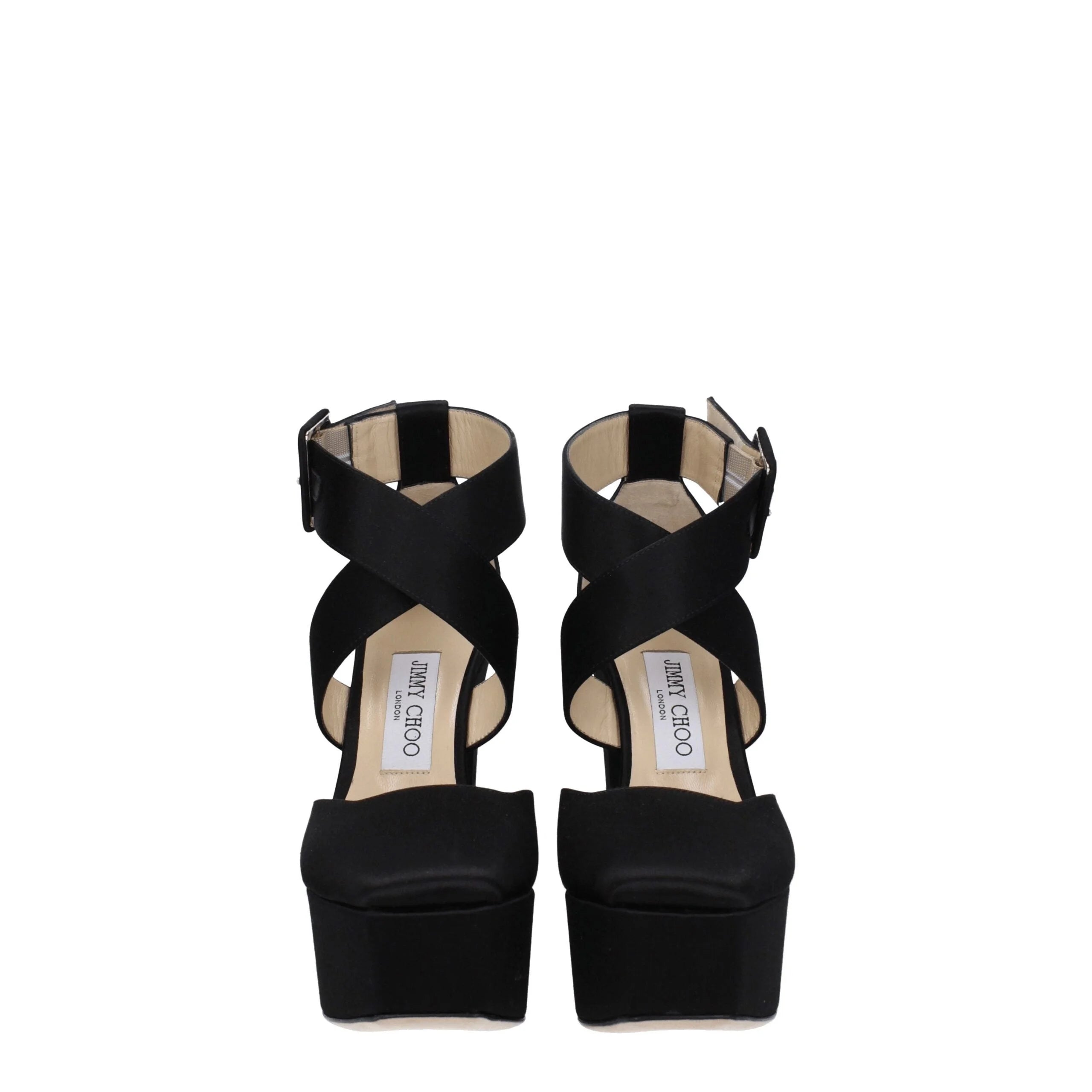Jimmy Choo Black Satin Platforms