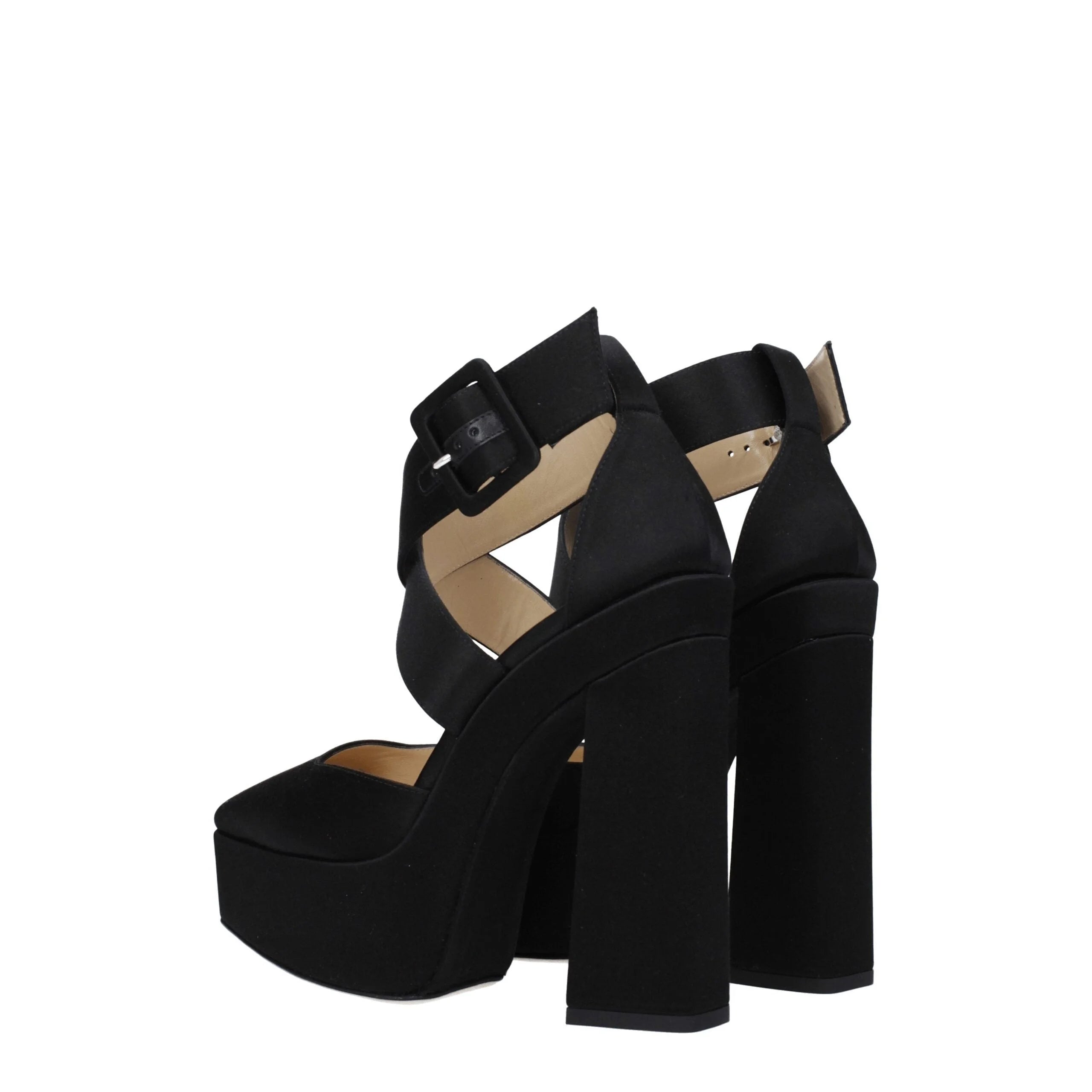 Jimmy Choo Black Satin Platforms