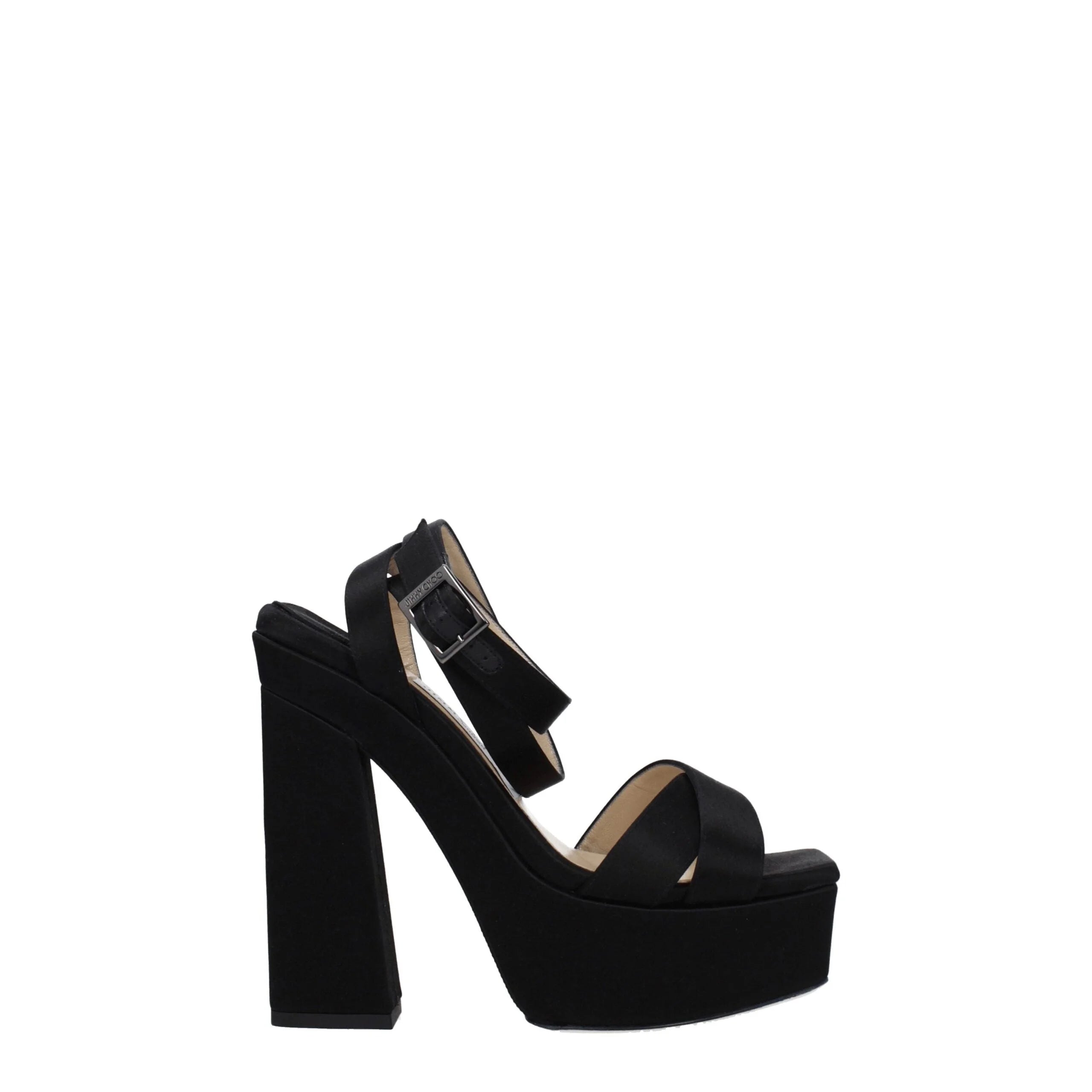 Jimmy Choo Fekete Szatén Platformok