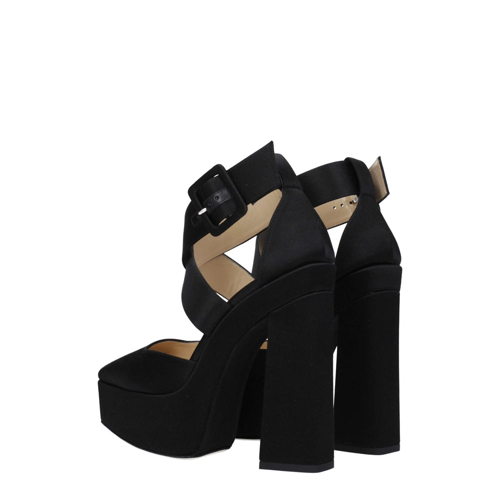 Jimmy Choo Black Satin Platforms - Sandals