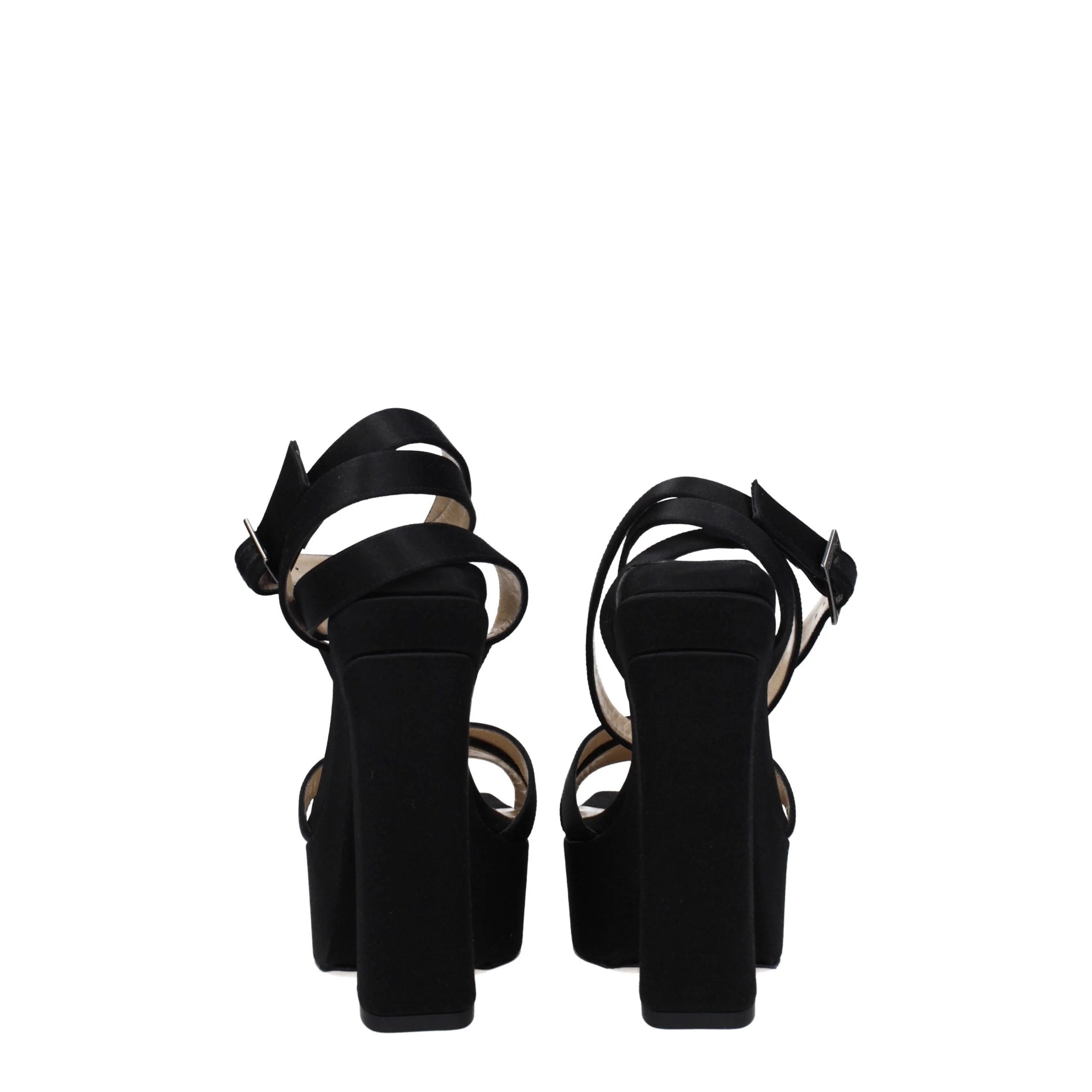 Jimmy Choo Black Satin Platforms - Sandals