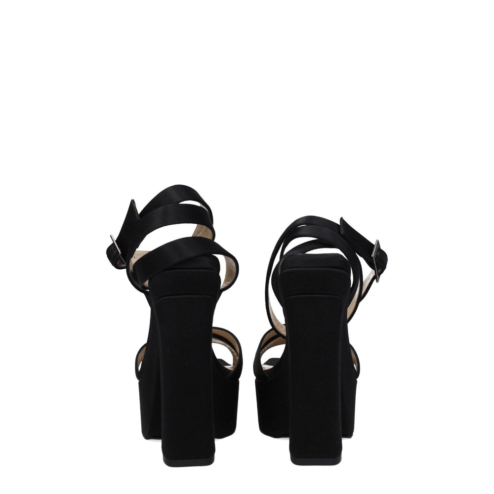Jimmy Choo Black Satin Platforms - Sandals