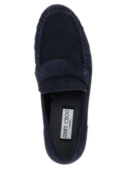 Jimmy Choo Blue Leather Slip-On Loafers