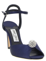 Jimmy Choo Blue Tencel Stiletto Heel Sandals