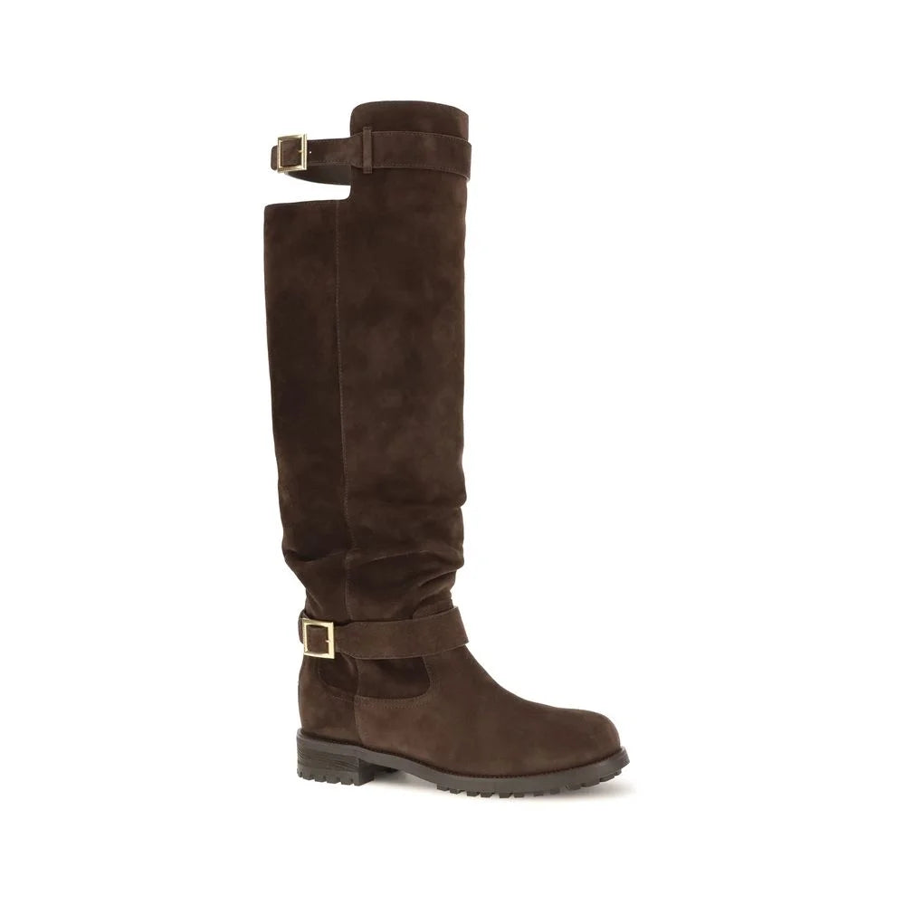 Jimmy Choo Brown Calf Leather Bos Taurus Over The Knee