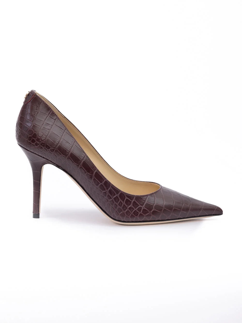 Jimmy Choo Burgunderfarbene Krokoprägung Leder Agnes Pumps