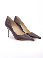 Jimmy Choo Burgunderfarbene Krokoprägung Leder Agnes Pumps