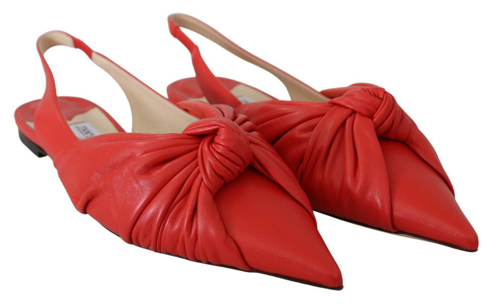 Jimmy Choo Chic Red Pointed Toe Leather Flats - Flats