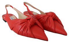 Jimmy Choo Chic Red Pointed Toe Leather Flats - Flats