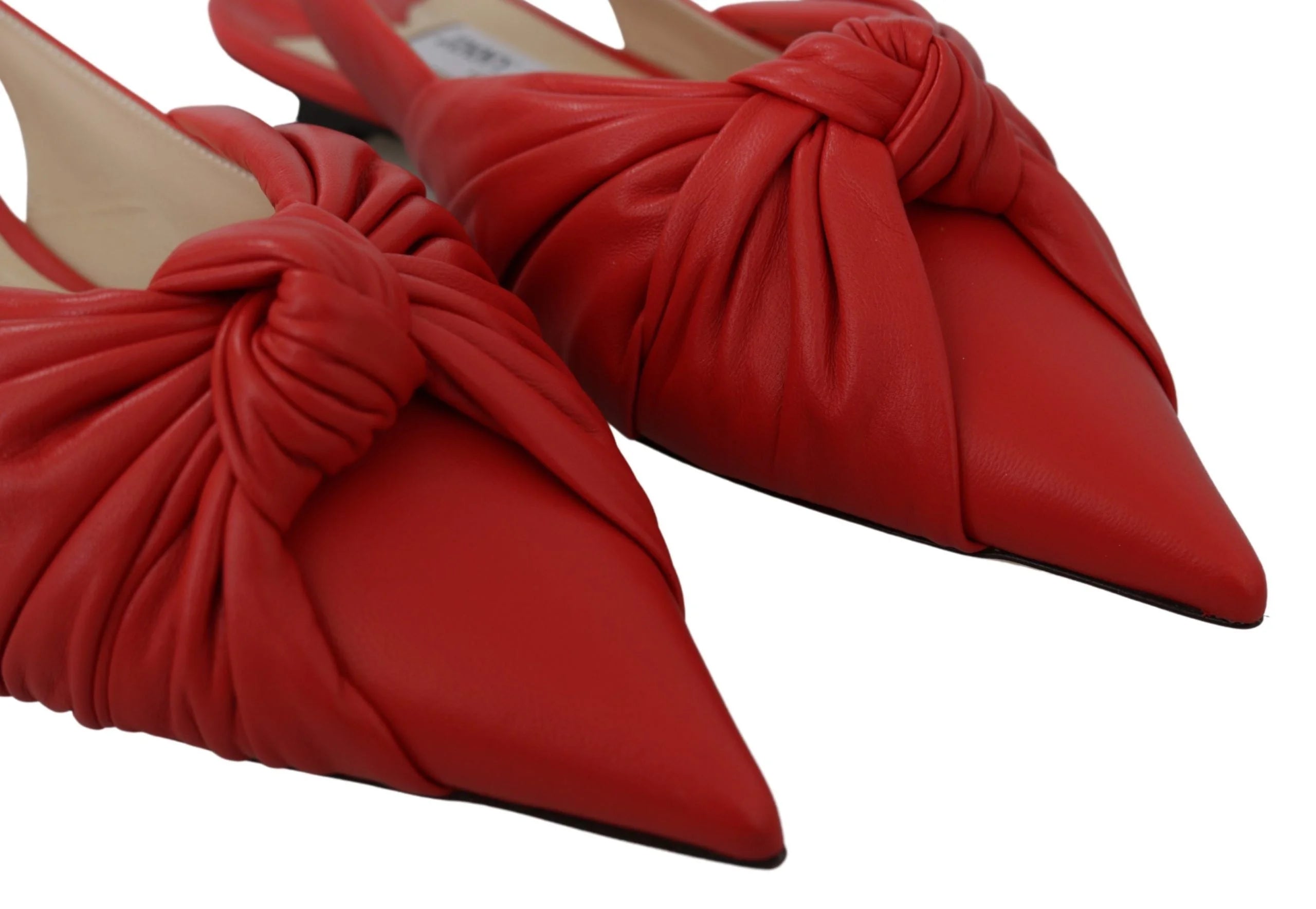 Jimmy Choo Chic Red Pointed Toe Leather Flats - Flats