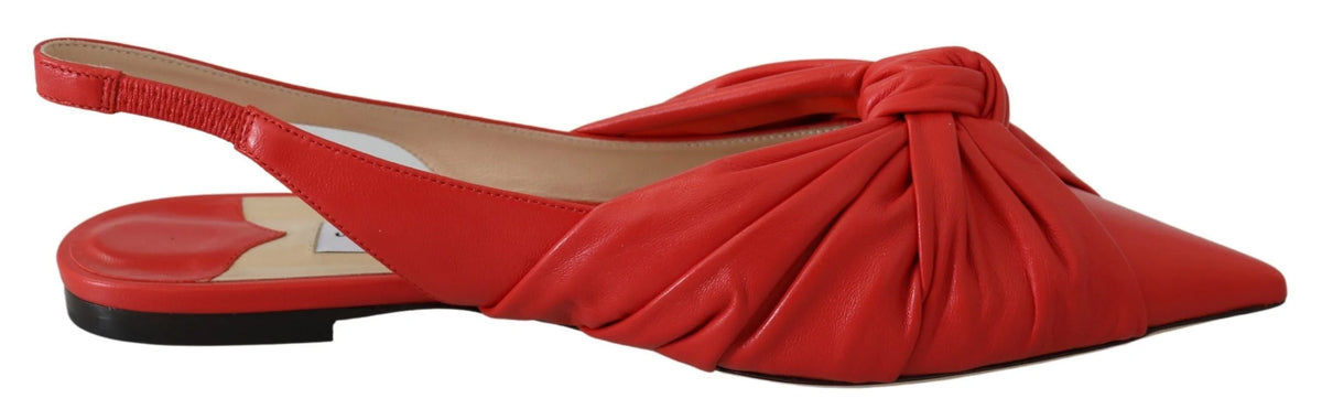 Jimmy Choo Chic Red Pointed Toe Leather Flats - Flats