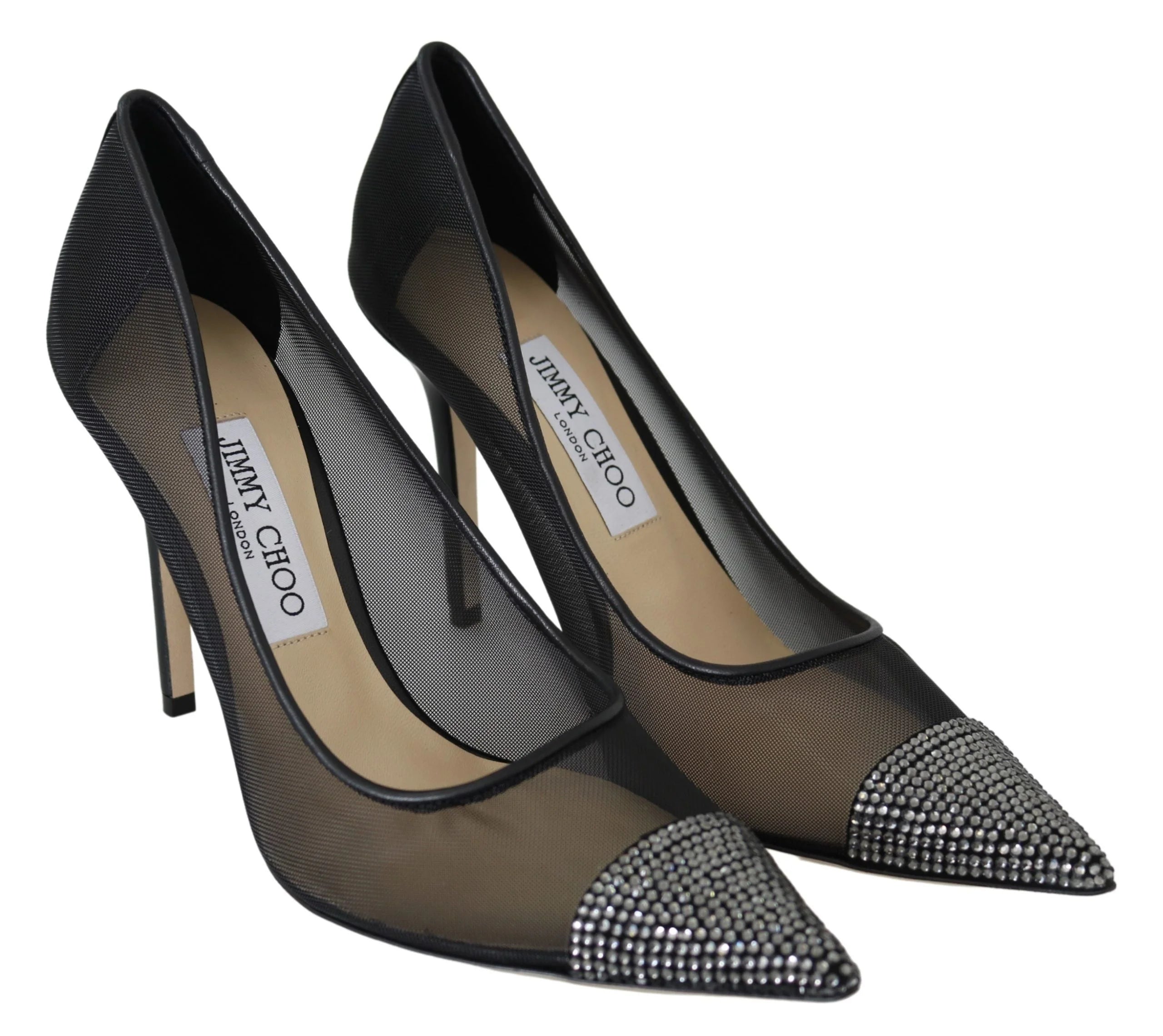 Jimmy Choo Elegant Black Mesh Crystal Pumps - EU36/US6 - Heels