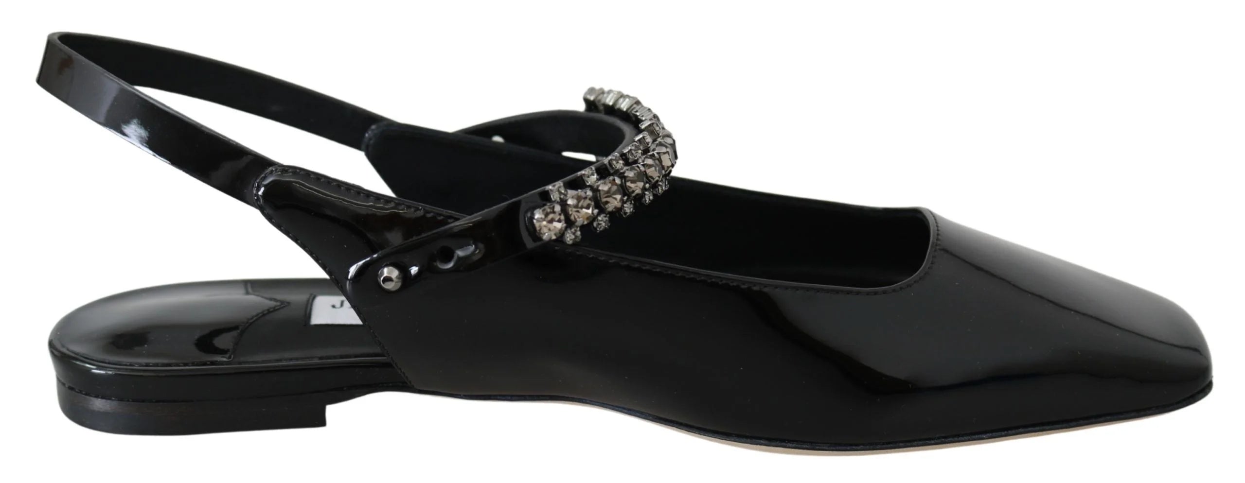 Jimmy Choo Elegant Black Patent Flats with Crystal Accent - Flats