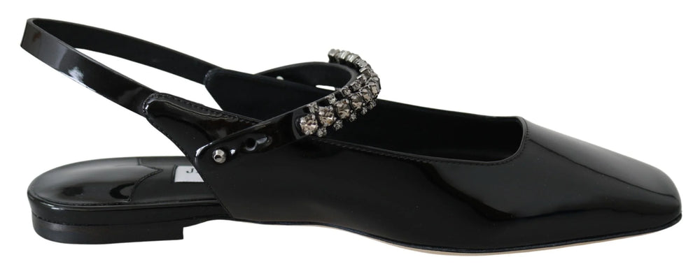 Jimmy Choo Elegant Black Patent Flats with Crystal Accent - Flats