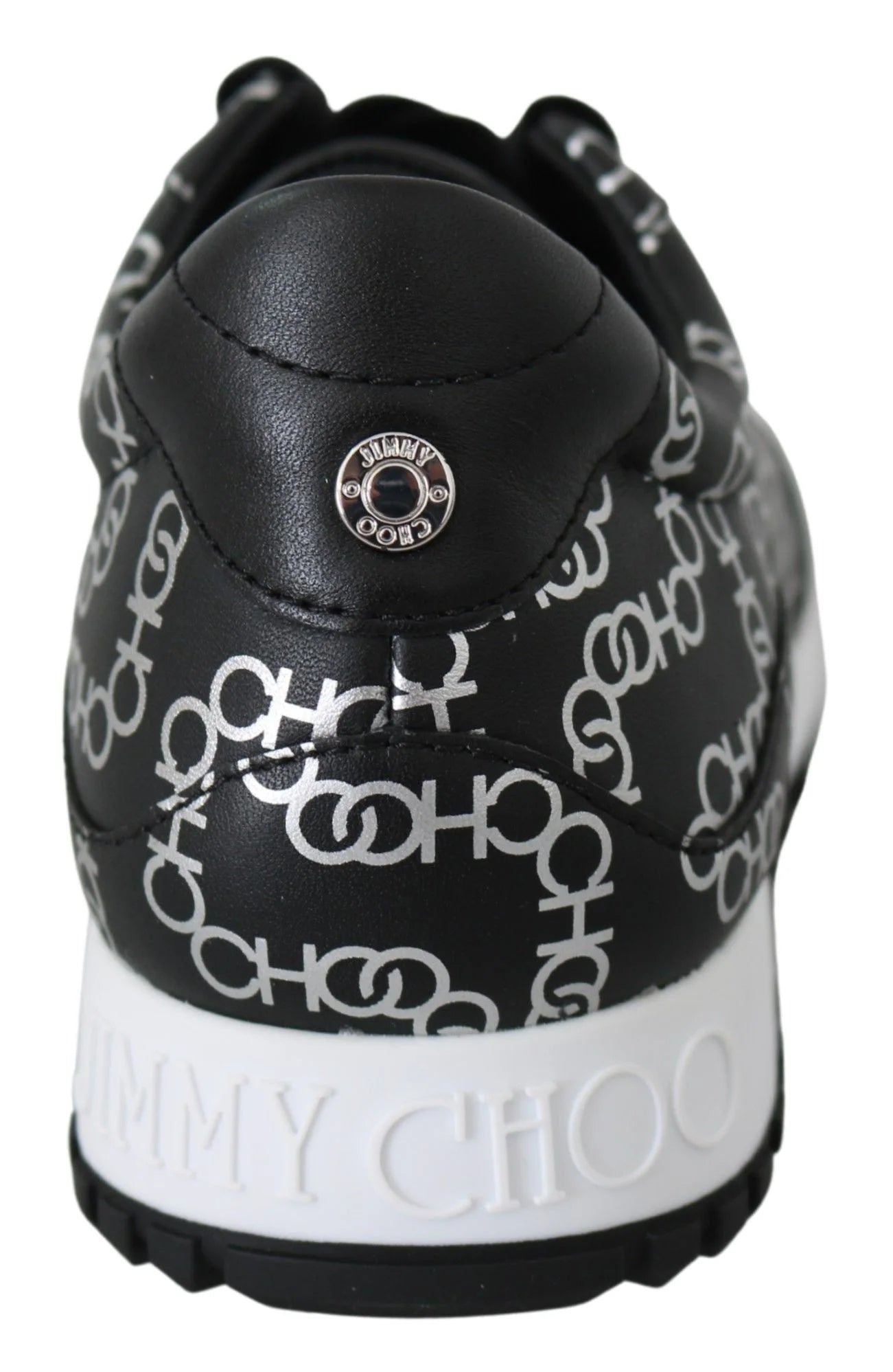 Jimmy Choo Elegant Black & Silver Leather Sneakers - Sneakers