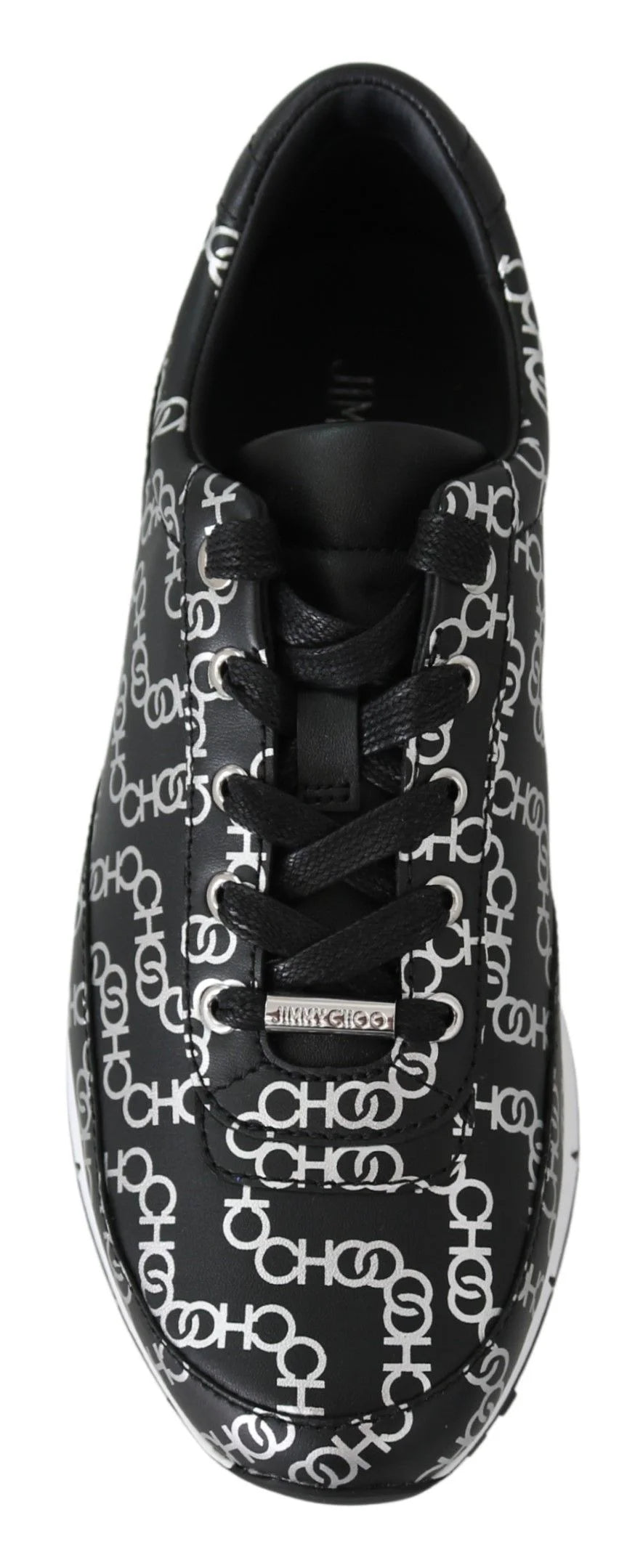 Jimmy Choo Elegant Black & Silver Leather Sneakers - Sneakers