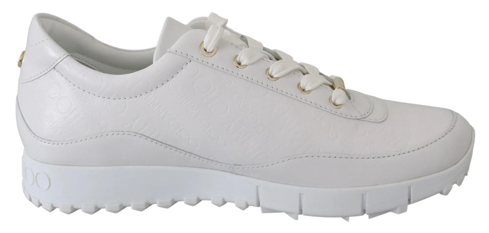 Jimmy Choo Elegant White Leather Sneakers - Sneakers