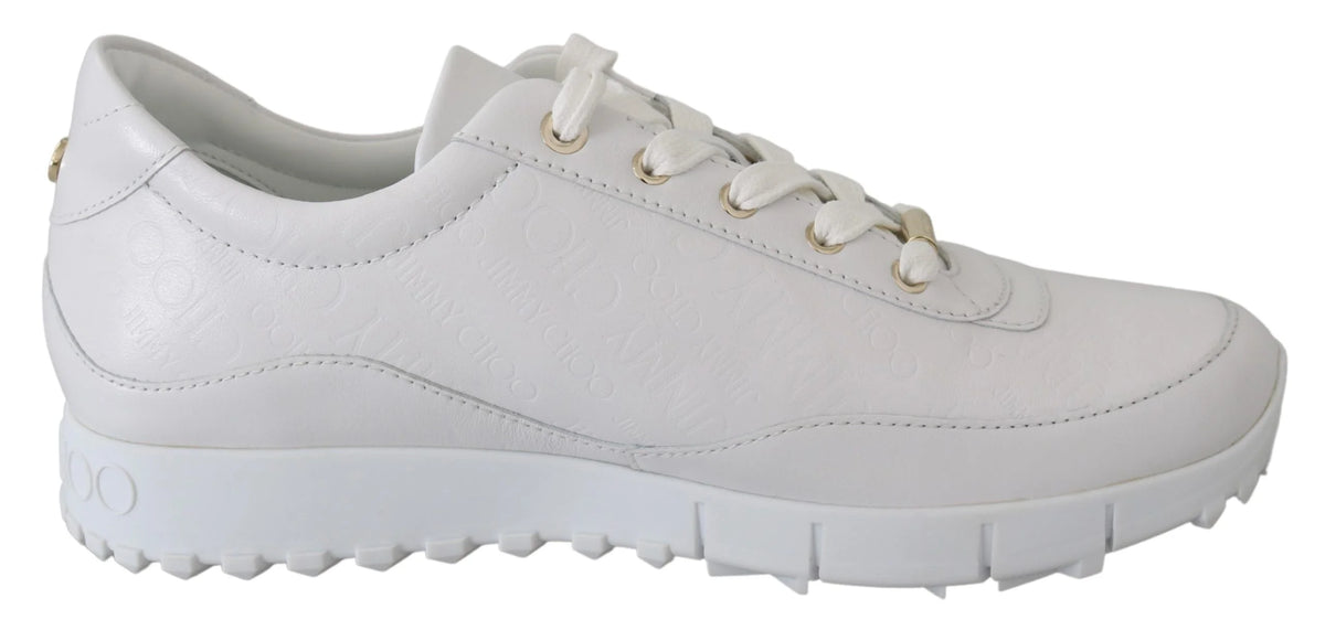 Jimmy Choo Elegant White Leather Sneakers - Sneakers