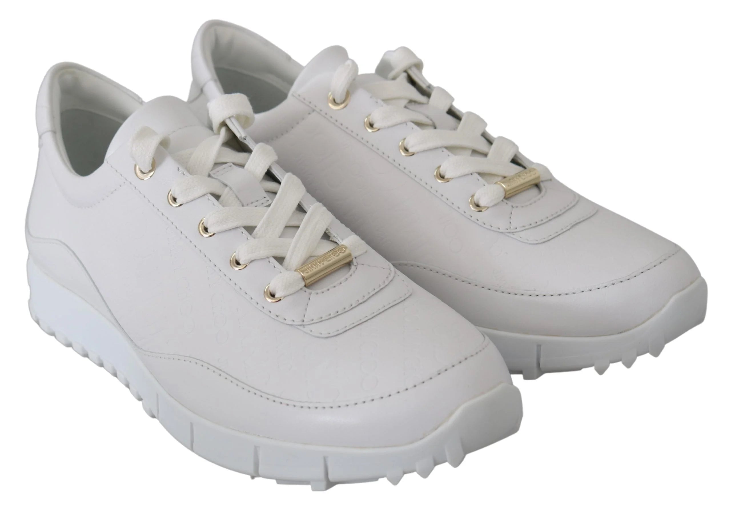 Jimmy Choo Elegant White Leather Sneakers - Sneakers