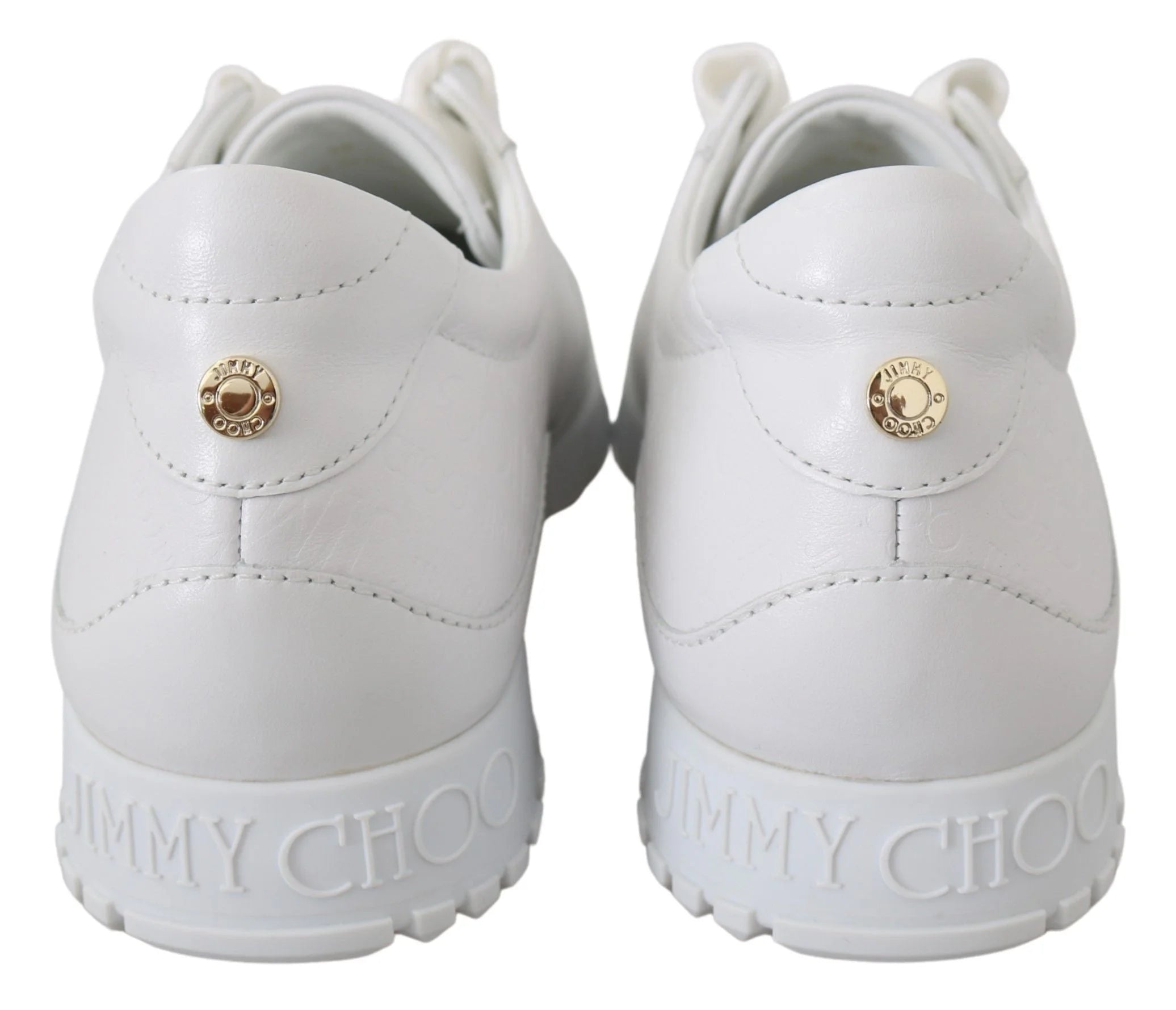 Jimmy Choo Elegant White Leather Sneakers - Sneakers