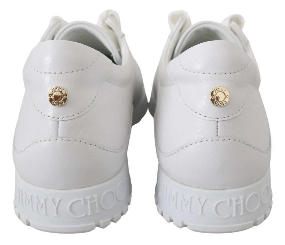 Jimmy Choo Elegant White Leather Sneakers - Sneakers