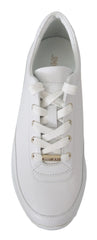 Jimmy Choo Elegant White Leather Sneakers - Sneakers