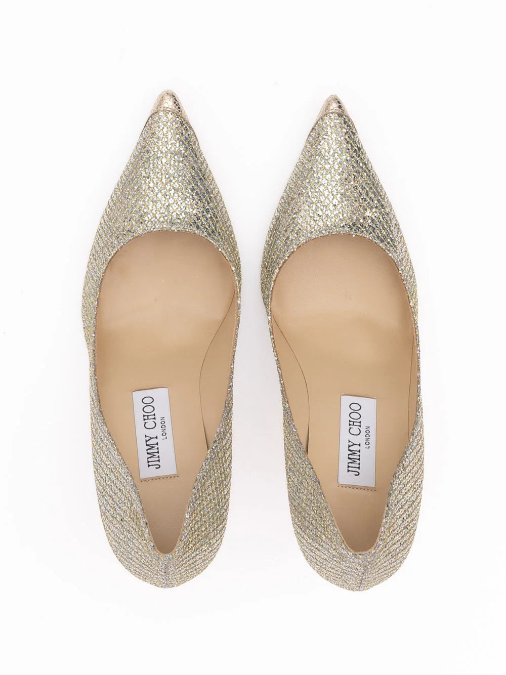 Jimmy Choo Zlaté pumpse Agnes s třpytivou látkou