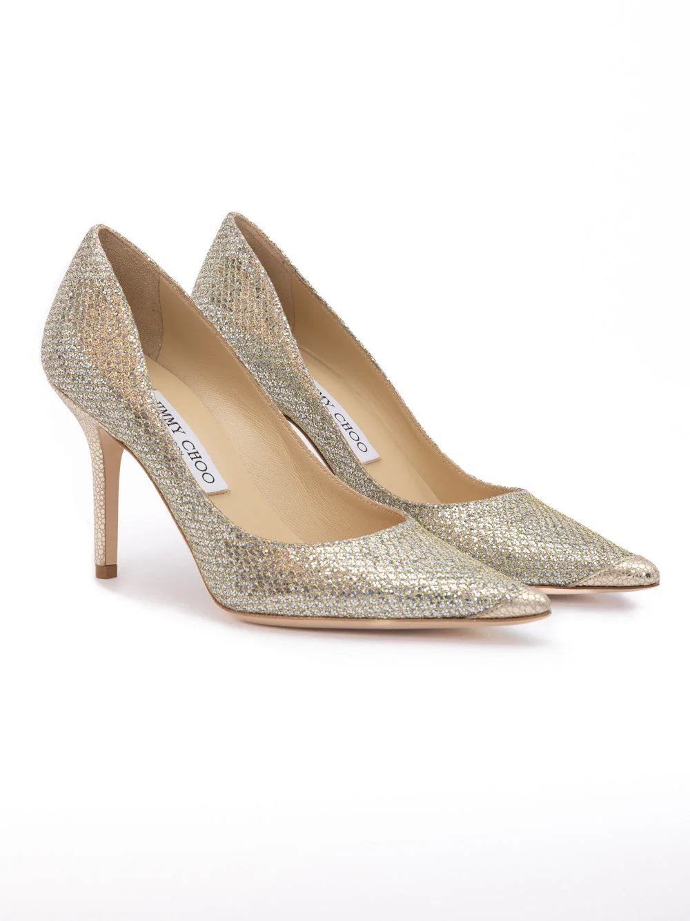 Jimmy Choo Zlaté pumpse Agnes s třpytivou látkou